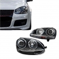 Μπροστινά Φανάρια Set Για Vw Golf V (5) 03-08 / Jetta GTI R32 Look Projectors Μαύρα H7/H7 Με Μοτέρ Depo - Headlights - Xenon - Bulbs